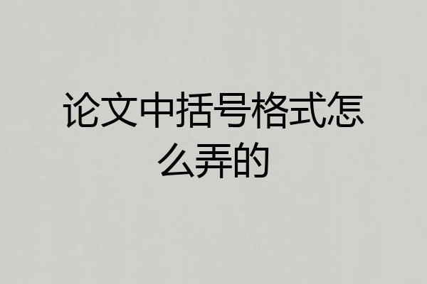论文中括号格式怎么弄的