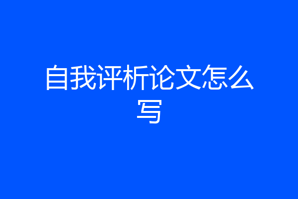 自我评析论文怎么写