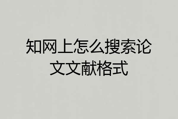 知网上怎么搜索论文文献格式