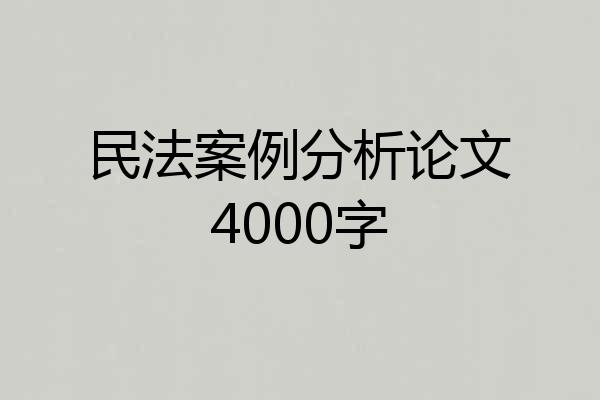 民法案例分析论文4000字