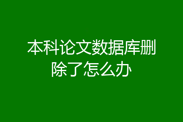 本科论文数据库删除了怎么办