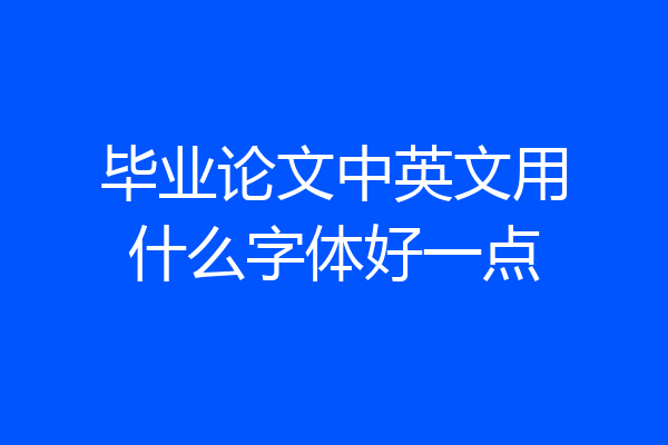 毕业论文中英文用什么字体好一点