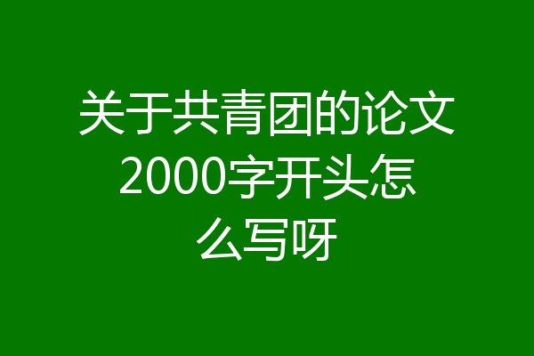 关于共青团的论文2000字开头怎么写呀