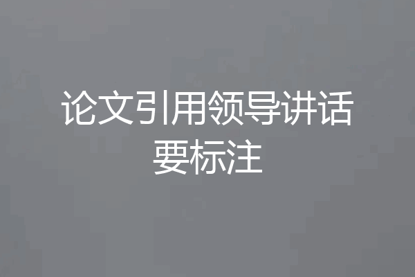 论文引用领导讲话要标注
