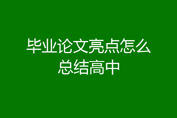 毕业论文亮点怎么总结高中