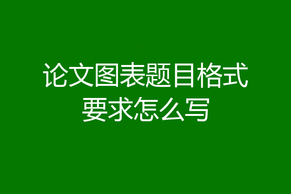 论文图表题目格式要求怎么写