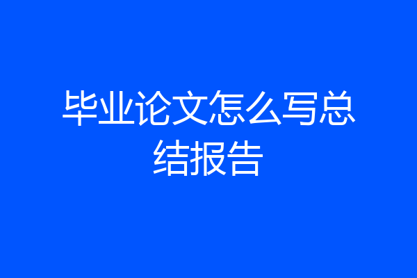 毕业论文怎么写总结报告