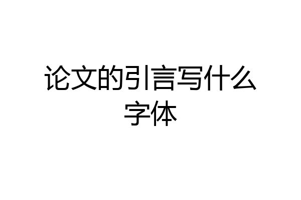 论文的引言写什么字体