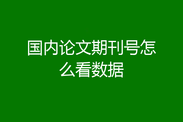 国内论文期刊号怎么看数据