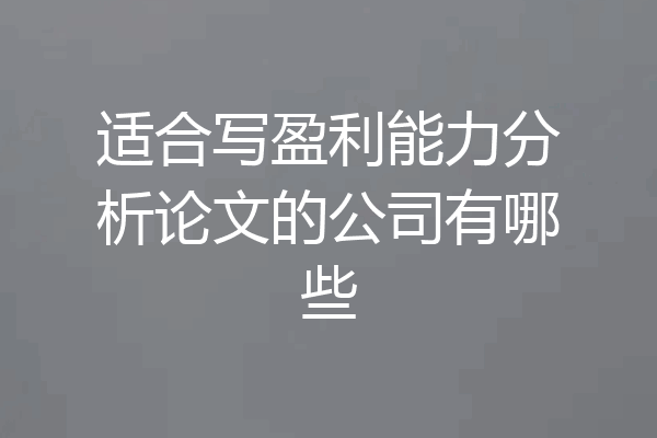 适合写盈利能力分析论文的公司有哪些