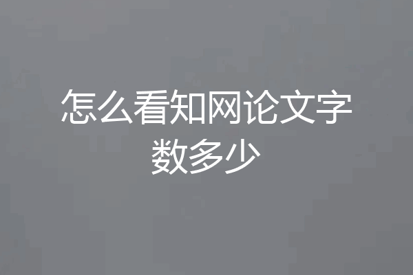 怎么看知网论文字数多少