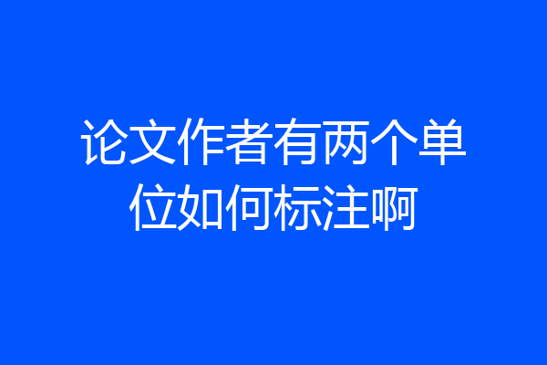论文作者有两个单位如何标注啊