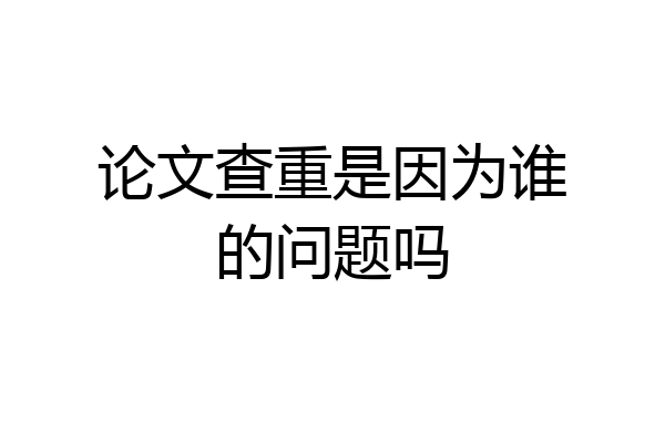 论文查重是因为谁的问题吗