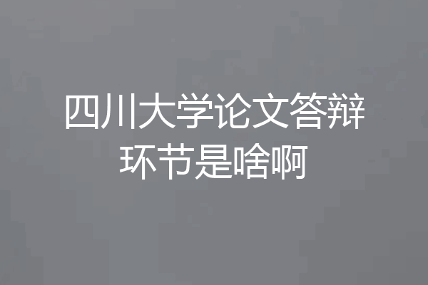 四川大学论文答辩环节是啥啊
