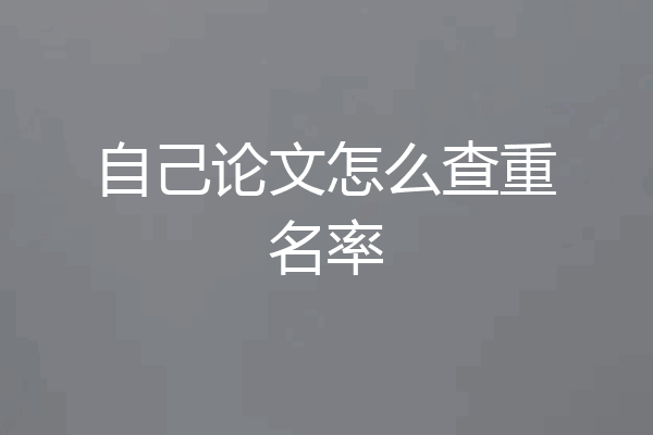 自己论文怎么查重名率