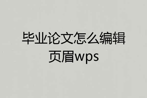 毕业论文怎么编辑页眉wps