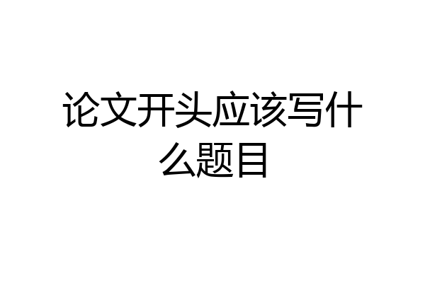 论文开头应该写什么题目