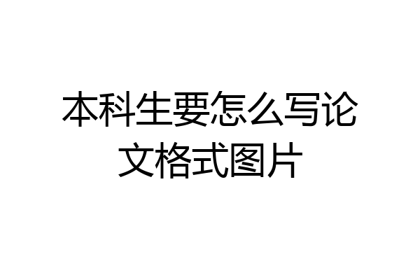 本科生要怎么写论文格式图片