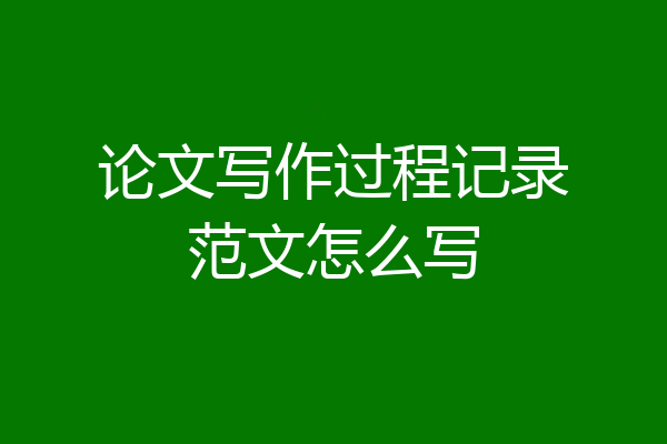 论文写作过程记录范文怎么写