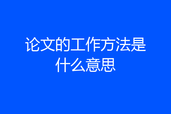 论文的工作方法是什么意思