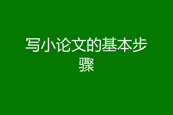 写小论文的基本步骤