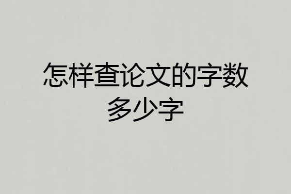 怎样查论文的字数多少字