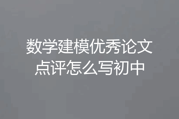 数学建模优秀论文点评怎么写初中