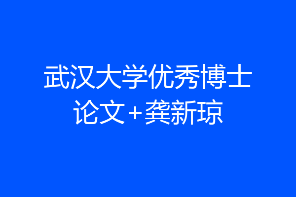 武汉大学优秀博士论文+龚新琼