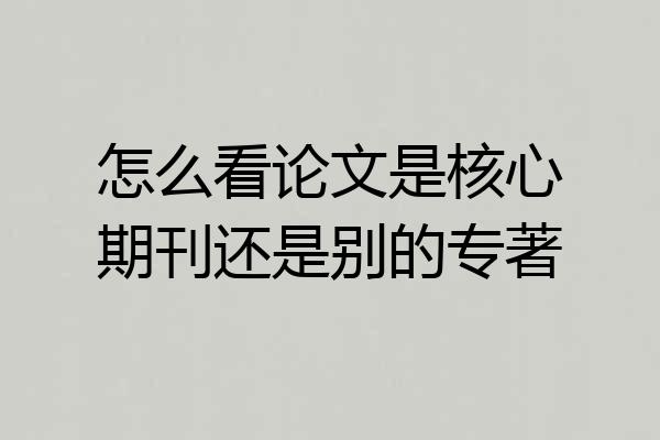怎么看论文是核心期刊还是别的专著