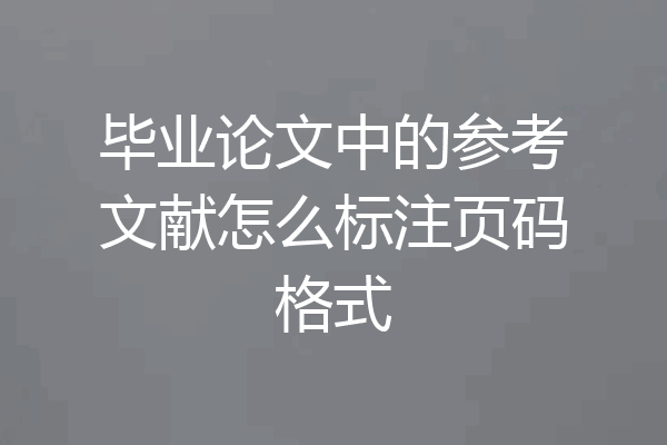 毕业论文中的参考文献怎么标注页码格式