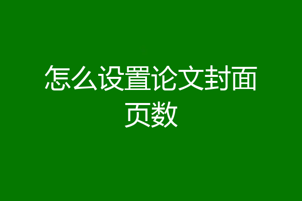 怎么设置论文封面页数