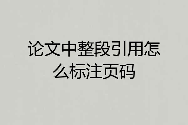 论文中整段引用怎么标注页码