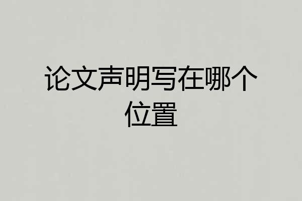 论文声明写在哪个位置