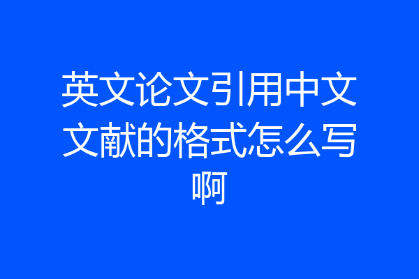 英文论文引用中文文献的格式怎么写啊