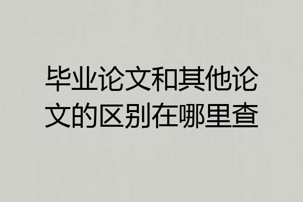 毕业论文和其他论文的区别在哪里查