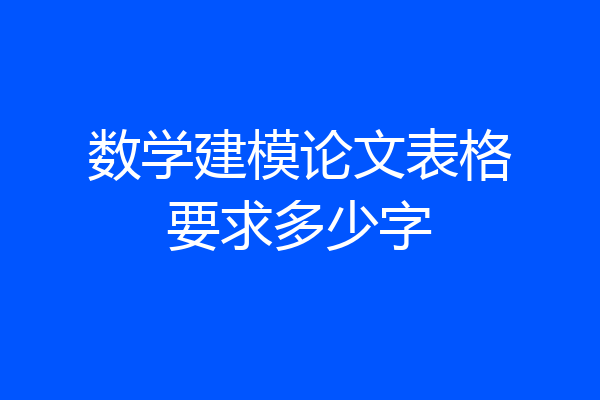 数学建模论文表格要求多少字