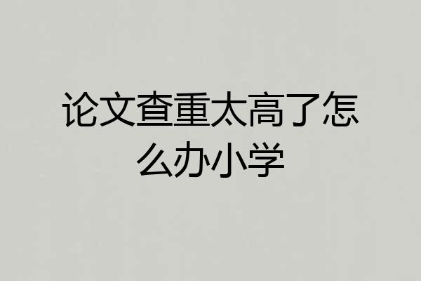 论文查重太高了怎么办小学