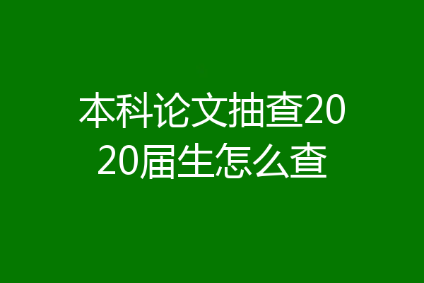 本科论文抽查2020届生怎么查