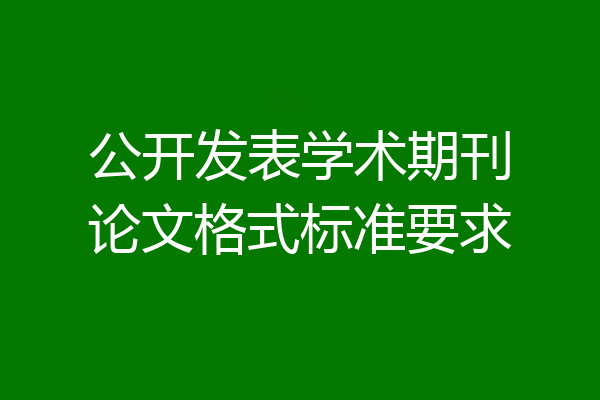 公开发表学术期刊论文格式标准要求