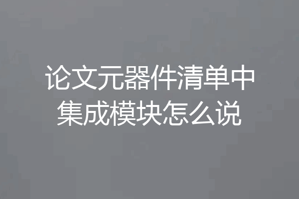 论文元器件清单中集成模块怎么说
