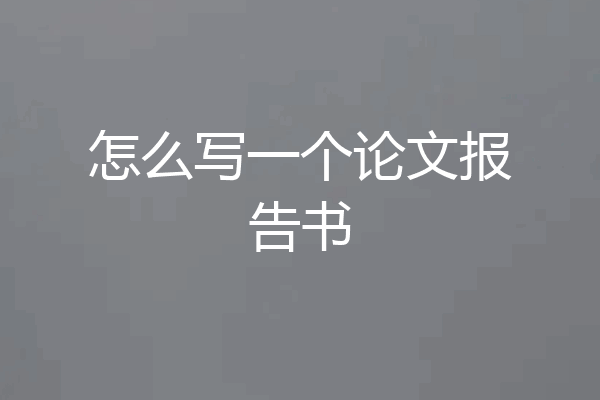 怎么写一个论文报告书