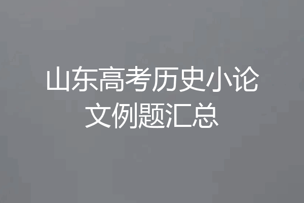 山东高考历史小论文例题汇总