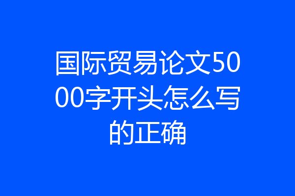 国际贸易论文5000字开头怎么写的正确