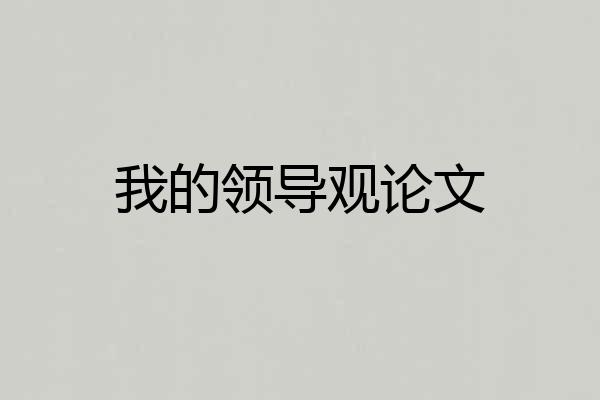 我的领导观论文