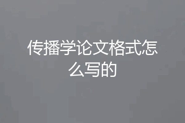 传播学论文格式怎么写的
