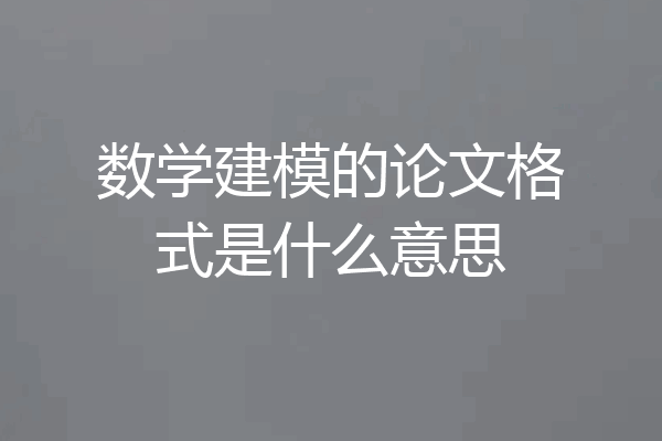 数学建模的论文格式是什么意思