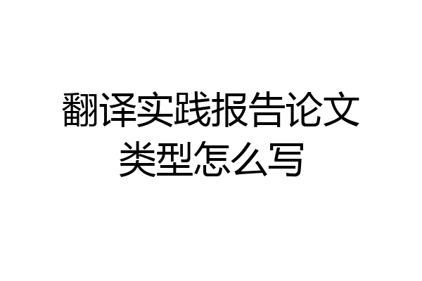 翻译实践报告论文类型怎么写