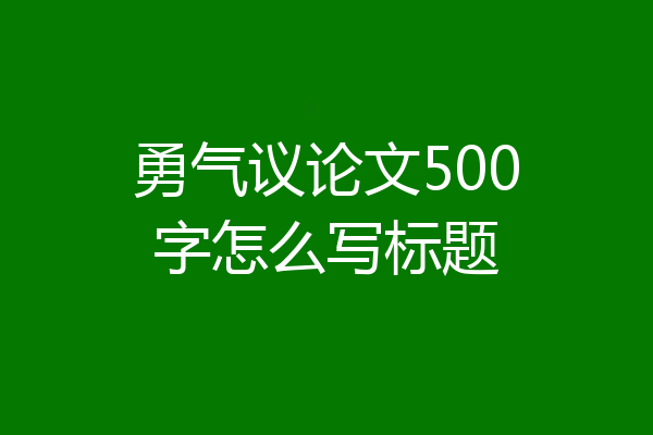 勇气议论文500字怎么写标题