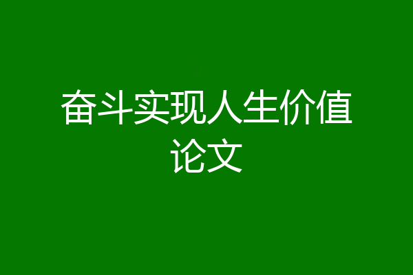 奋斗实现人生价值论文