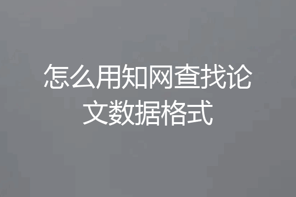 怎么用知网查找论文数据格式